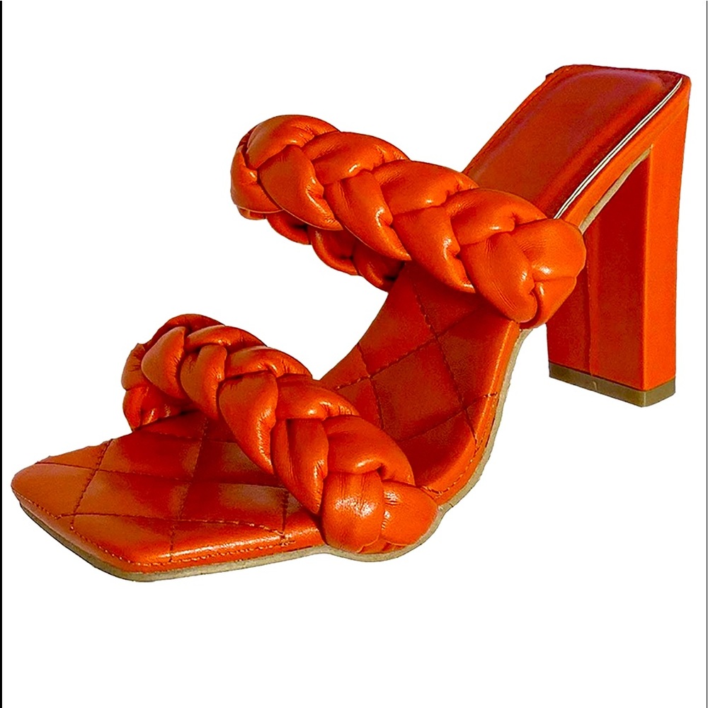 Never Worn Orange Block Heeled Sandals